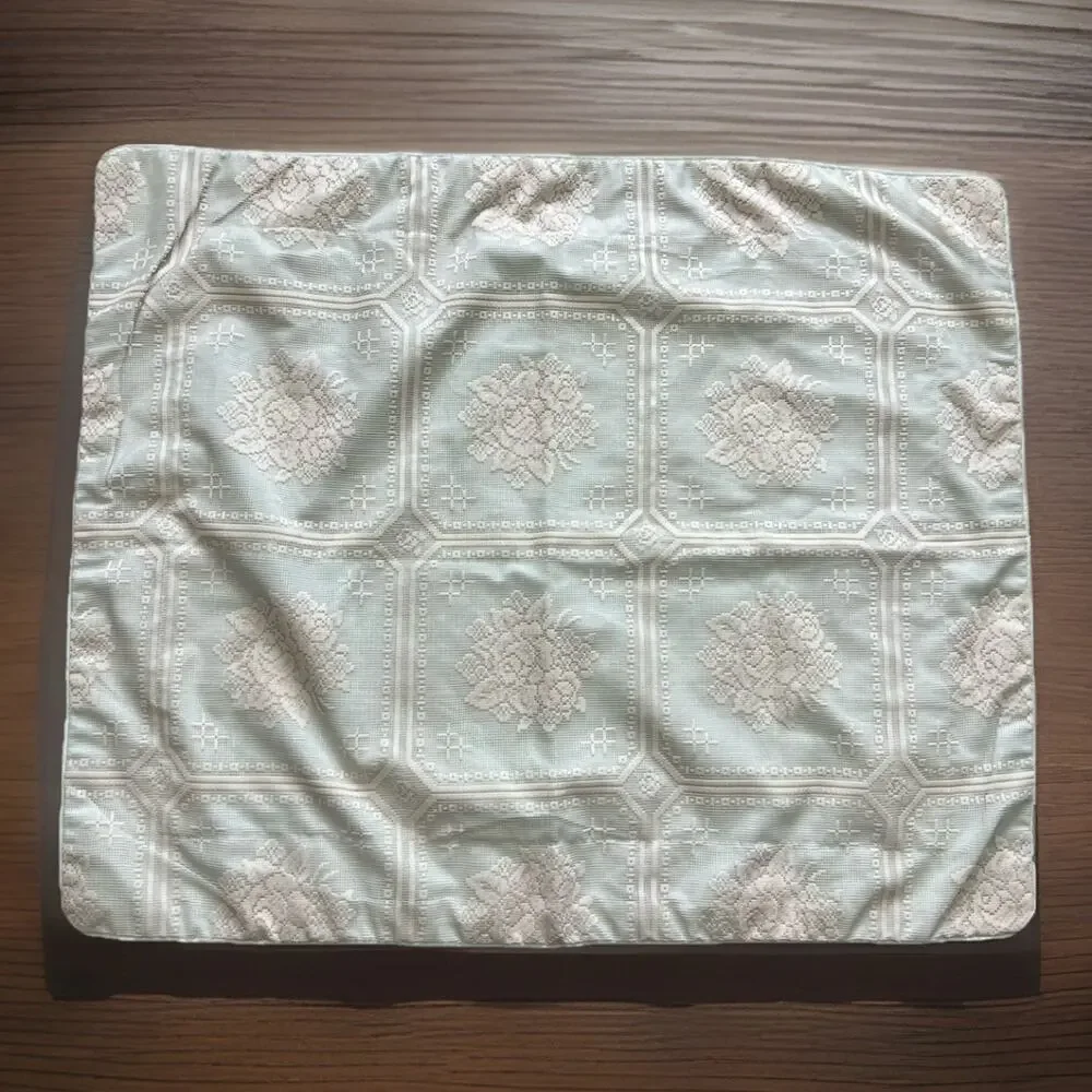 Vintage Louis Nichole Pillow Sham Mint Green Ivory Lace Romantic Cottagecore